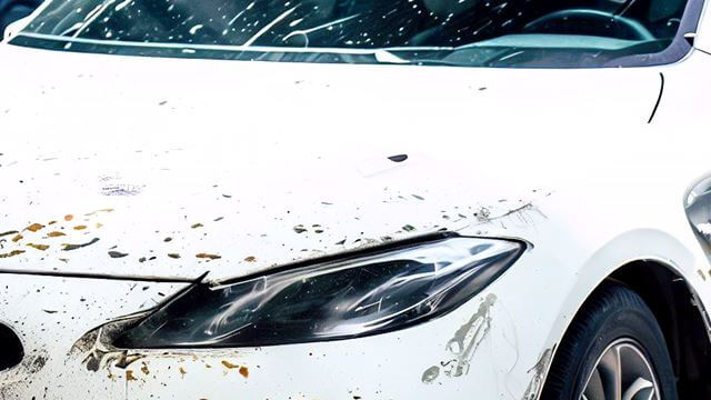 塗料の付いた車